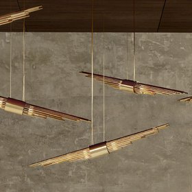 Gold Designer Angled Contemporary Pendant Light