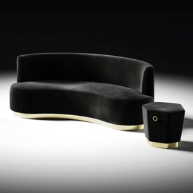 Modern Velvet Sofa And Pouffe