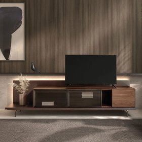 Modern Walnut Veneer TV Cabinet