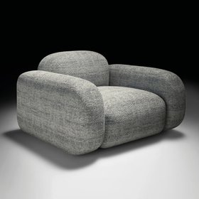 Contemporary Italian Armchair Grey Boucle