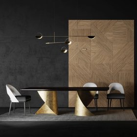 Contemporary Ebony Veneered Dining Table - Height 78 cm x width 240 cm x depth 120 cm