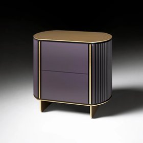 Contemporary Lacquered Curved Bedside Cabinet - Purple