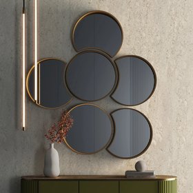 Modern Floating Wall Mirror Cluster - Composition of 6 | H195 x W140 cm x D12 cm