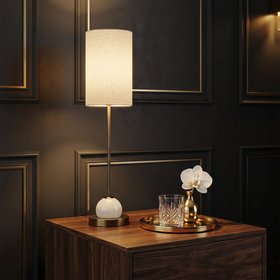 Luxury Tall Opal Globe with Rod Table Lamp