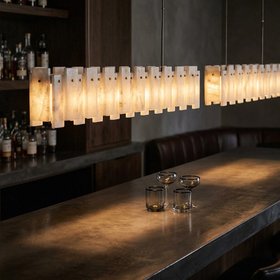 Linear Alabaster Stone Panel Bar Pendant Light