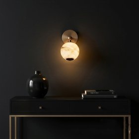 Alabaster Globe Wall Light Antique Brass
