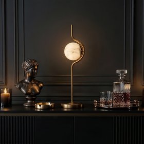 Alabaster Modern Curve Disc Table Lamp