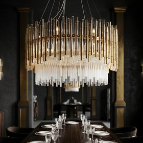 Tiered Gold Bamboo Style Chandelier