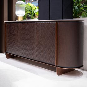 Contemporary Hammered Oak Veneer Sideboard