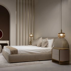 Modern Curved Upholstered Bed