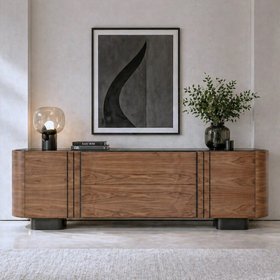 Modern 2 Door Walnut Veneer Sideboard