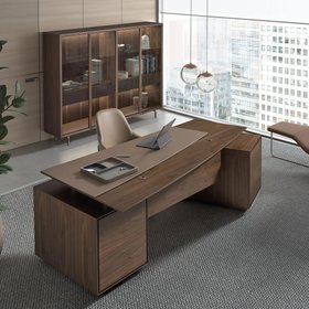 Contemporary Walnut Veneer Executive Desk