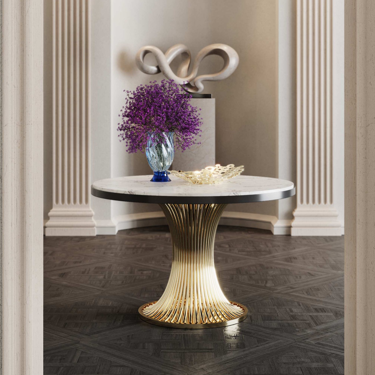 Round Marble Contemporary Dining Table