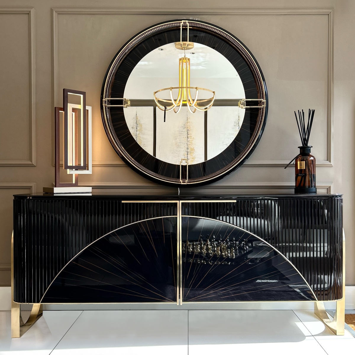 Luxury Art Deco Style Sunburst Sideboard