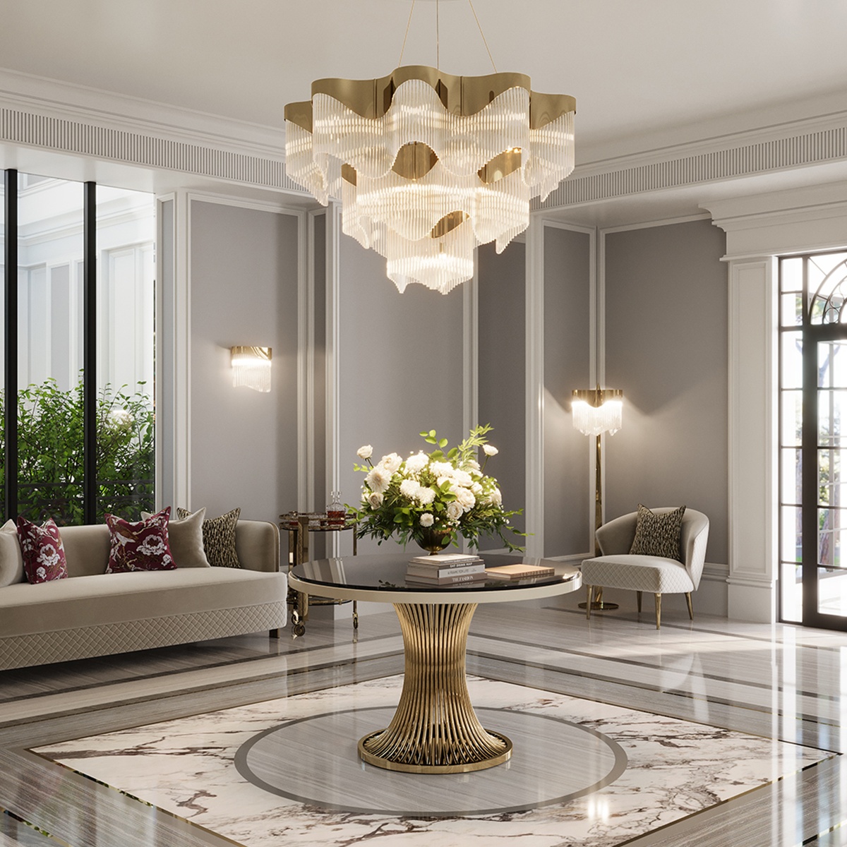 Contemporary Wavy Tiered Chandelier