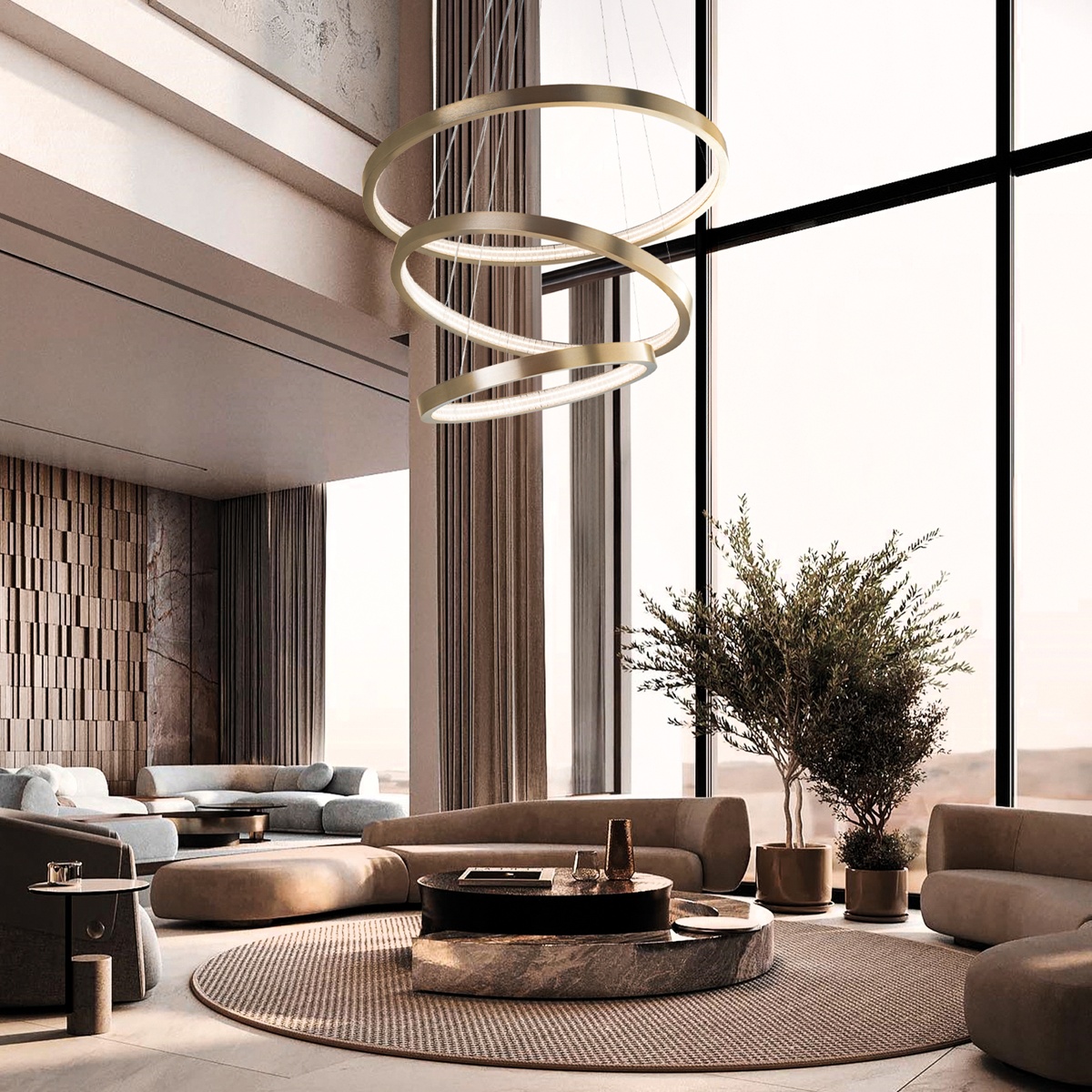 Contemporary Round Tiered Chandelier