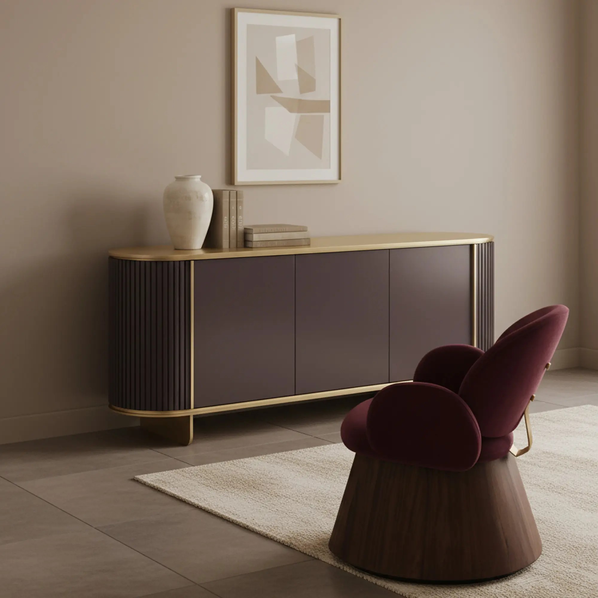 Contemporary Lacquered Curved Sideboard
