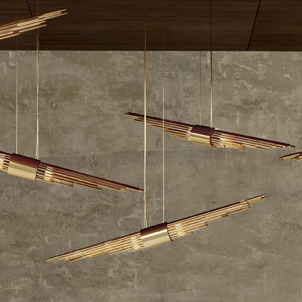 Gold Designer Angled Contemporary Pendant Light