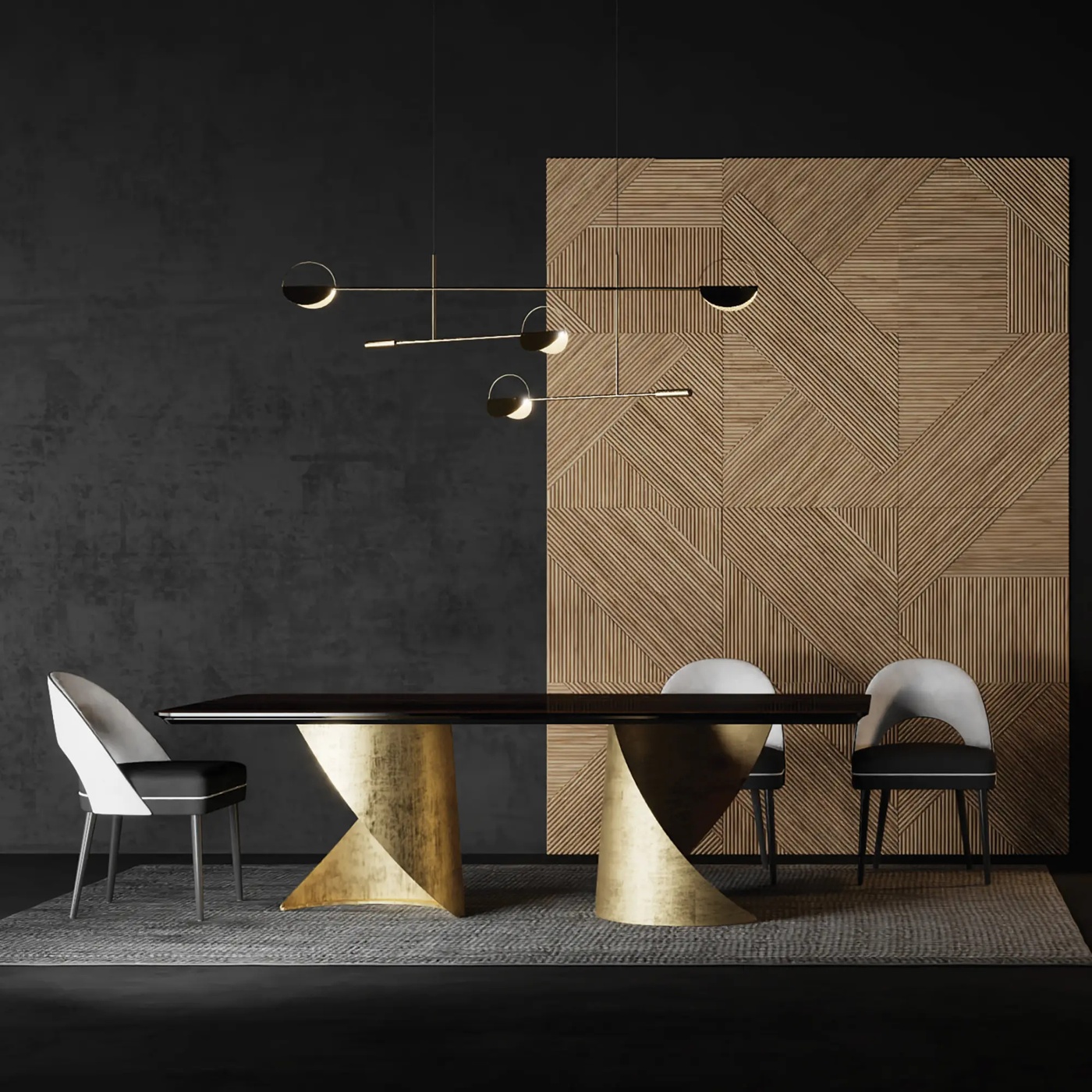Contemporary Ebony Veneered Dining Table - Height 78 cm x width 240 cm x depth 120 cm