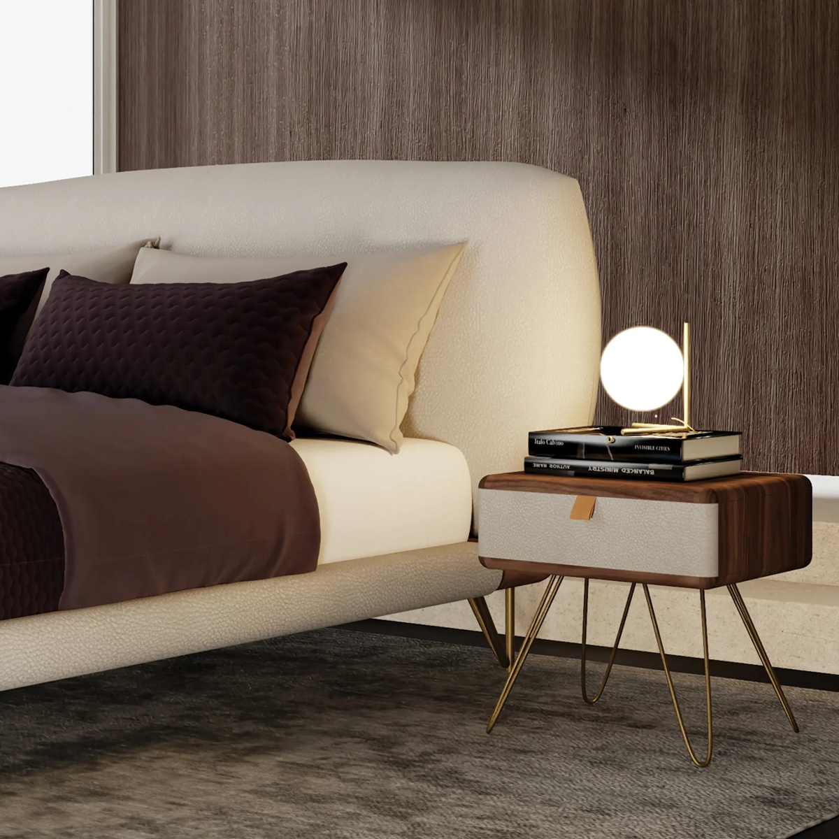 Contemporary Veneered Bedside Cabinet