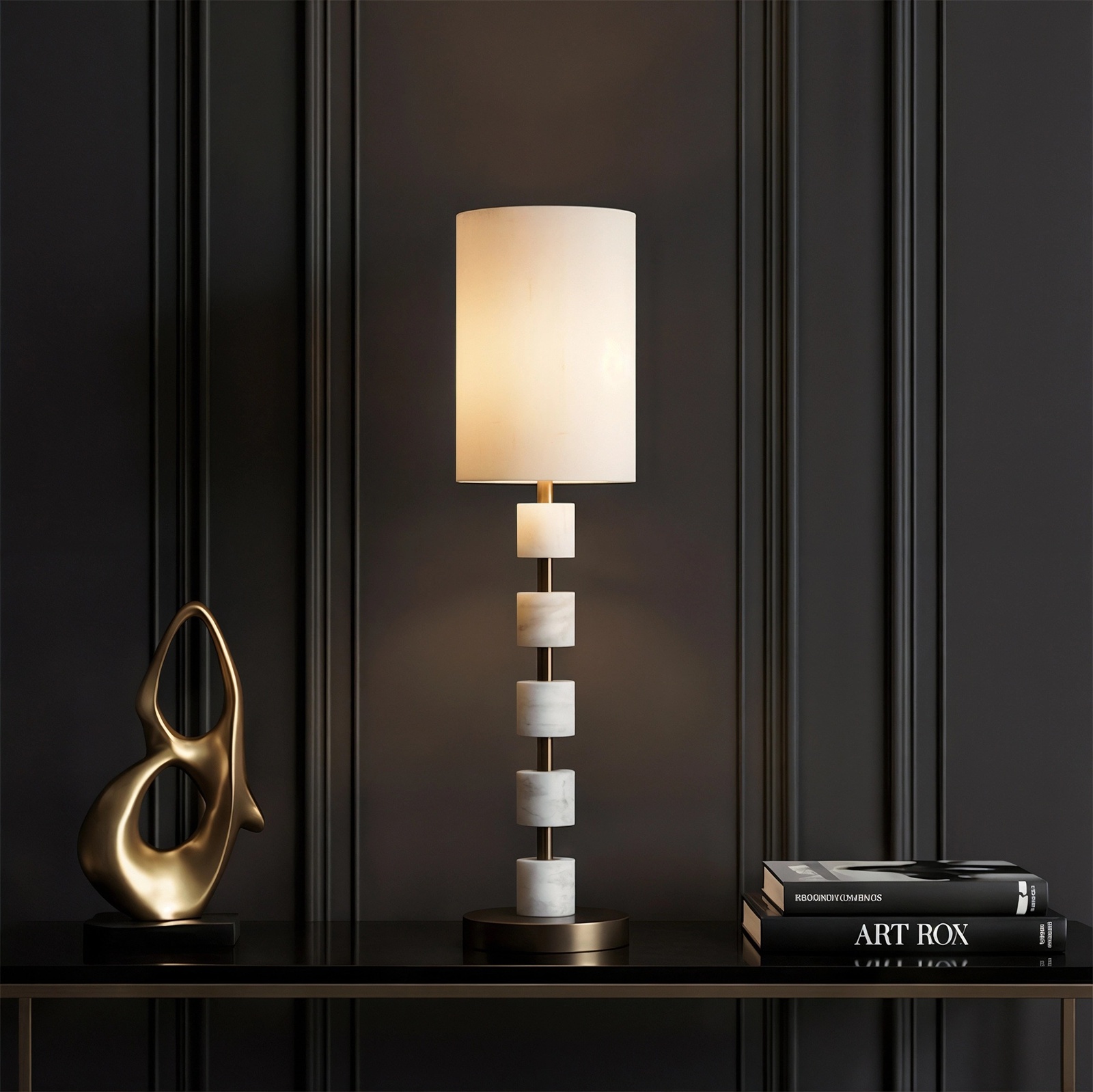 Alabaster Stacked Rod Table Lamp