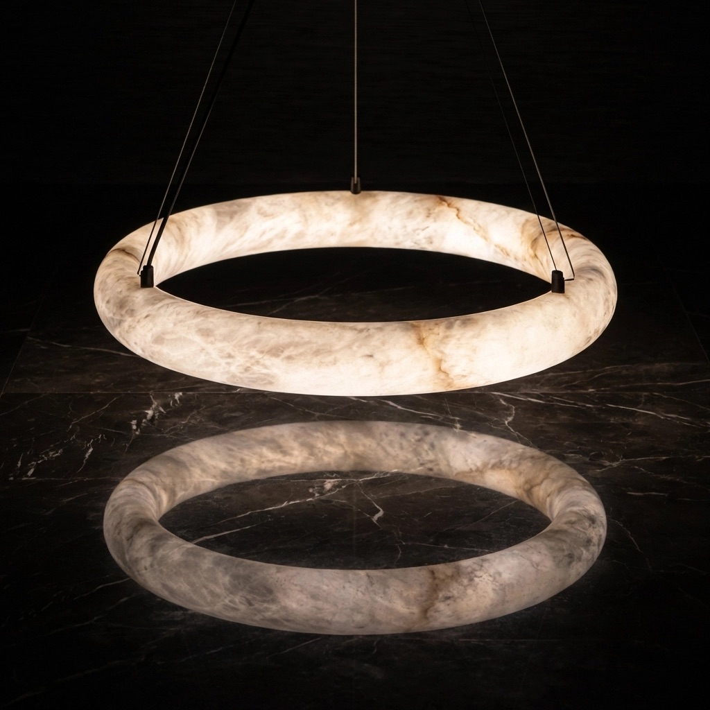 Grand Alabaster Ring Pendant Light
