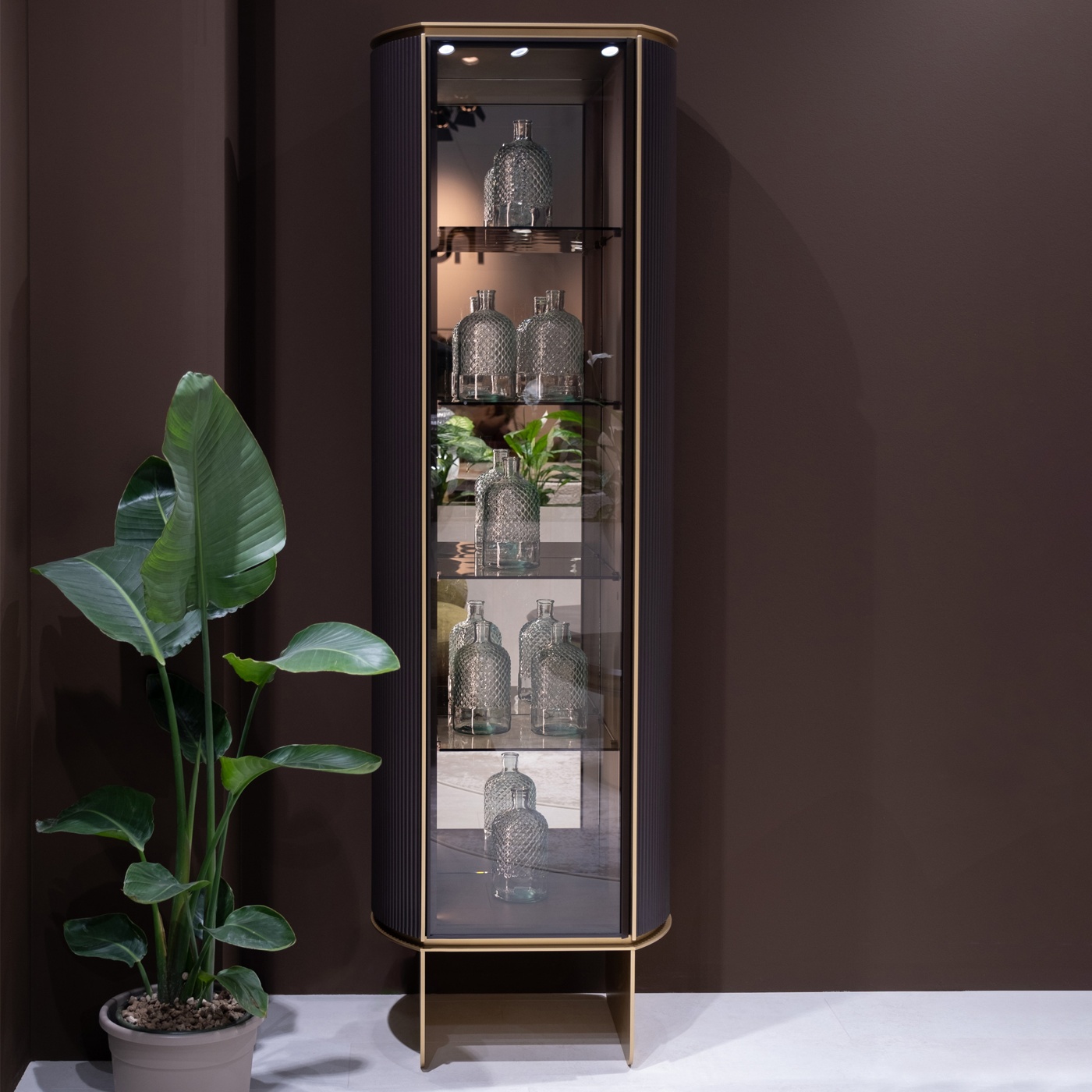 Contemporary Lacquered Narrow Display Cabinet