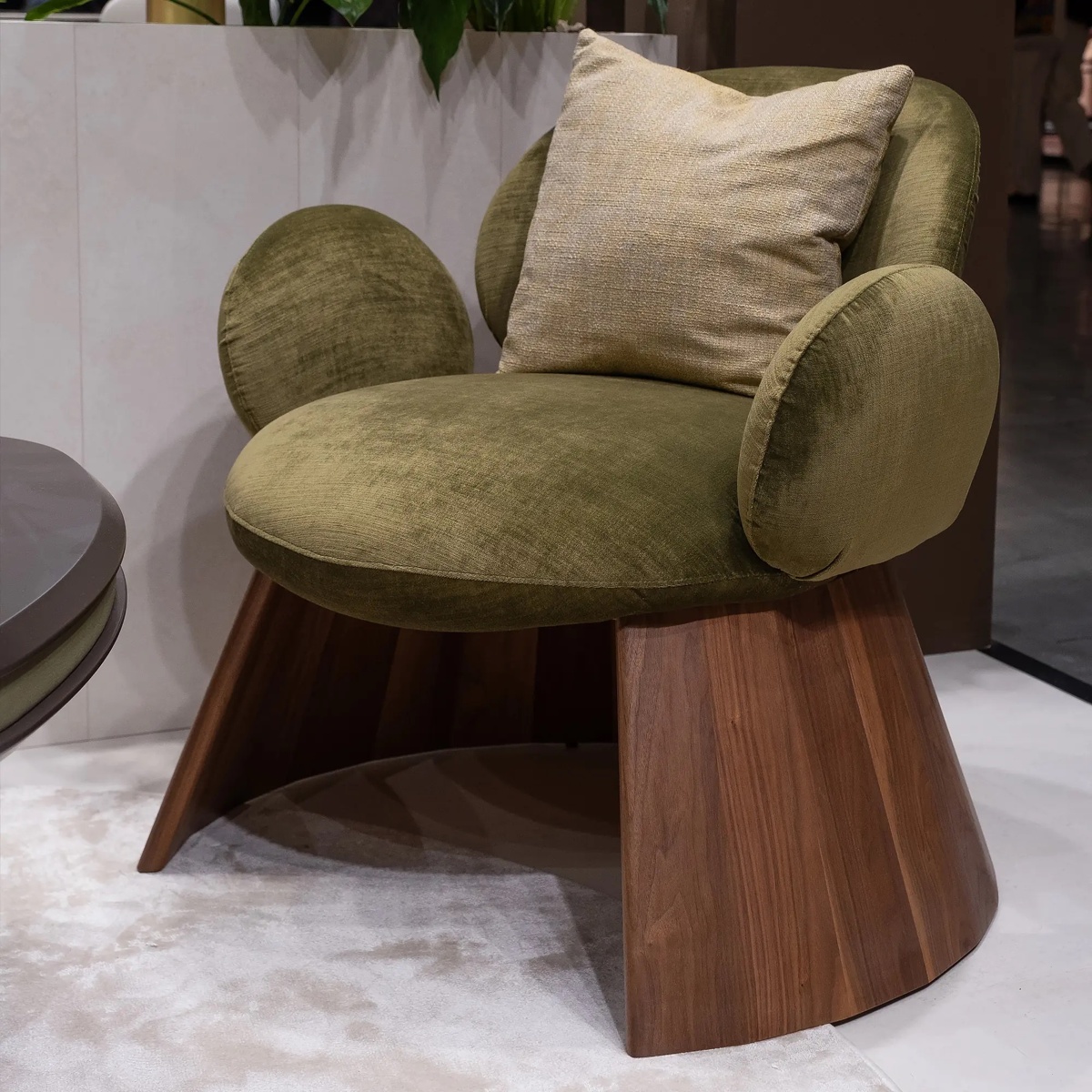 Contemporary Walnut Statement Armchair