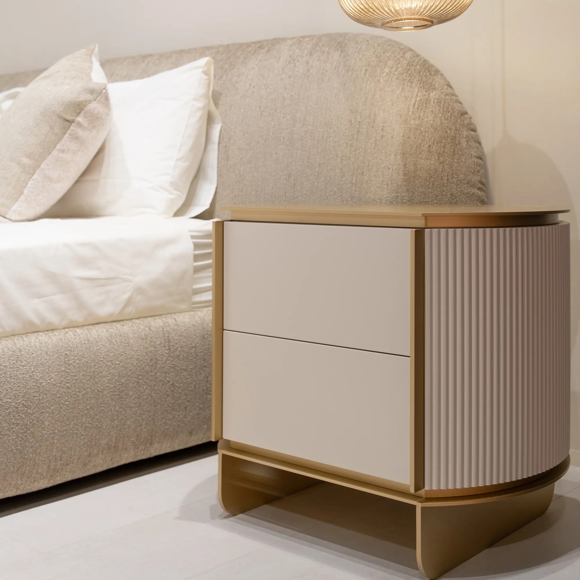 Modern Ribbed Bedside Cabinet