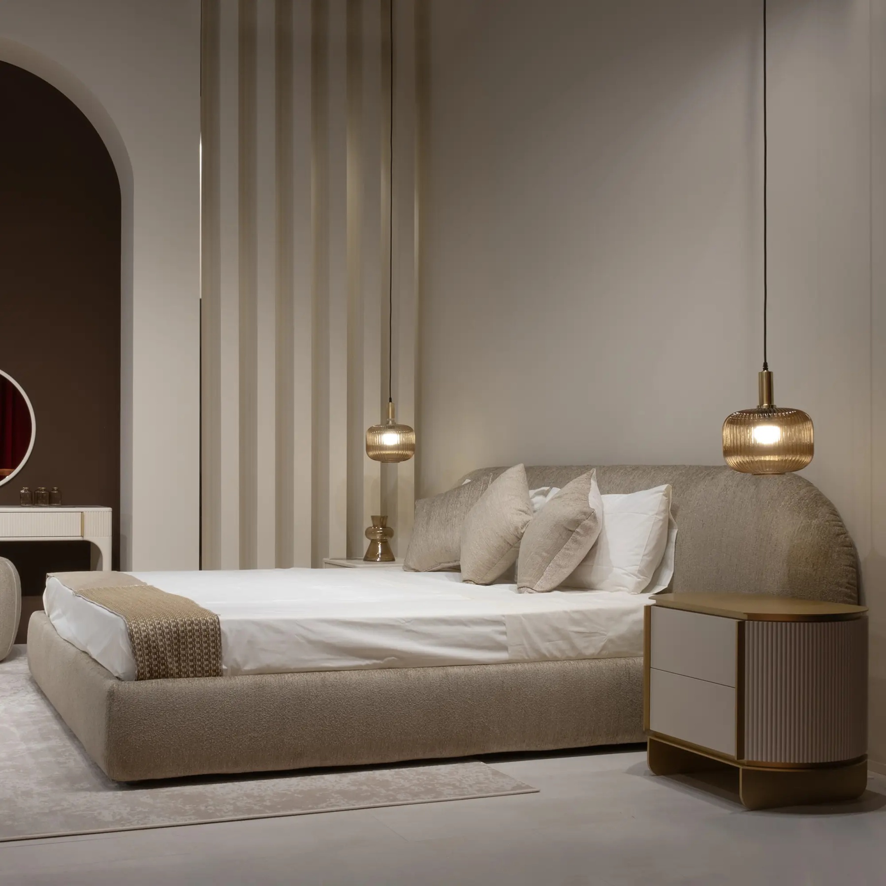 Modern Curved Upholstered Bed