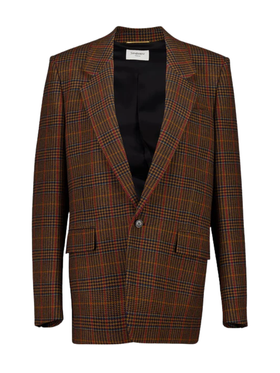 Saint Laurent Marron Multicolore Wool Check Jacket