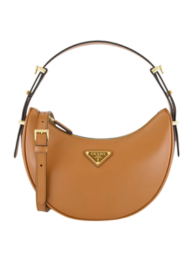 Prada Cognac Arqué Leather Shoulder Bag