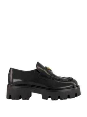 Prada Black Brushed Leather Loafers