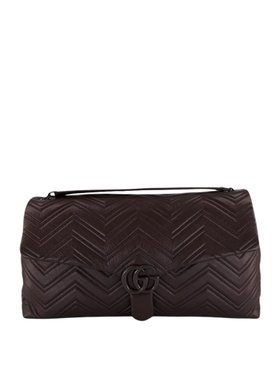 Gucci GG Marmont Shoulder Bag in Chocolate Brown Leather
