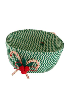 Coro Cora Green Christmas Bread Basket Candy Cane