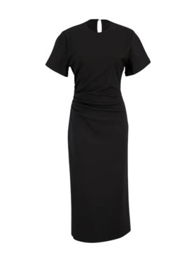 La DoubleJ Solid Black Double Punto Milano Lela Dress