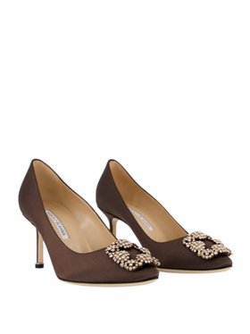 Manolo Blahnik Dark Brown Hangisi Pumps