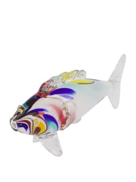 All Origine White and Multicolour Glass Fish Sculpture
