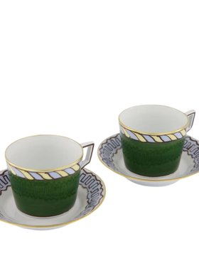 Ginori 1735 Il Viaggio di Nettuno Pine Green Tea Set for Two