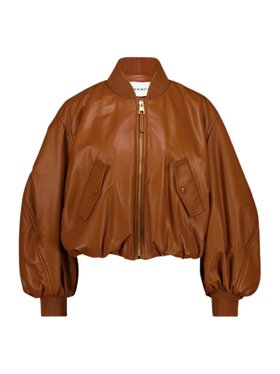 Givenchy Tan Cropped Cocoon Bomber in Nappa Leather