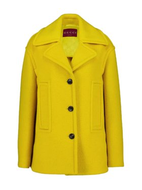 Gucci Dusty Yellow Wool Buttoned Coat