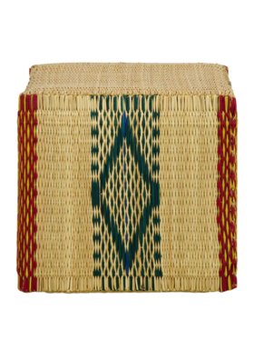 House of Capricorn Handmade Coruche Natural and Multicolour Reed Ottoman
