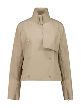 Courrèges Beige Cropped Trench Coat with Buckle