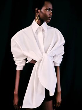 Givenchy White Asymmetric Cotton Poplin Shirt