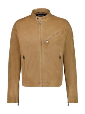 Dolce & Gabbana Beige Lambskin Leather Jacket
