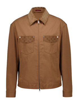 Gucci Camel Cotton Jacket with GG Monogram Details