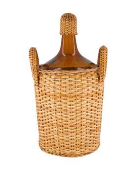 House of Capricorn Handmade Camacha Natural Wicker Large Glass Flask