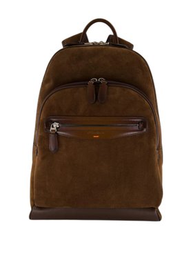 Santoni Dark Brown Suede Leather Backpack
