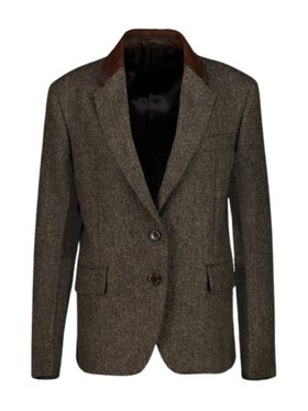 Prada Ebony Chevron Wool Single-Breasted Jacket