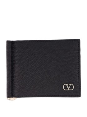 Valentino Garavani Black Grain Leather Bifold Wallet